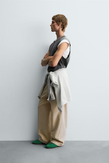 T-SHIRT TANK EN MAILLE LAVÉ IMPRIMÉ - Gris anthracite de Zara - Image 4