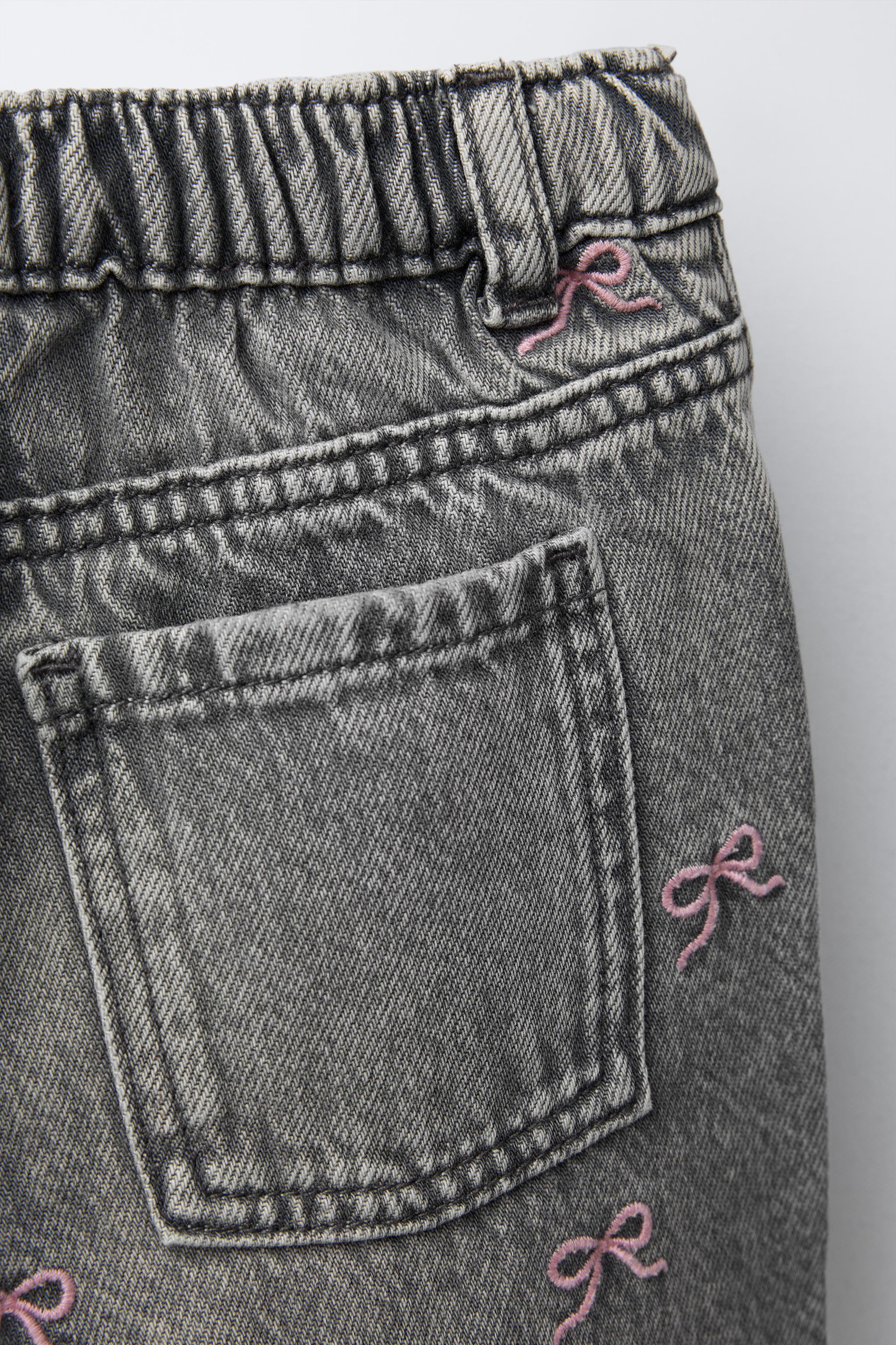 EMBROIDERED BOW CULOTTES JEANS - Main Image