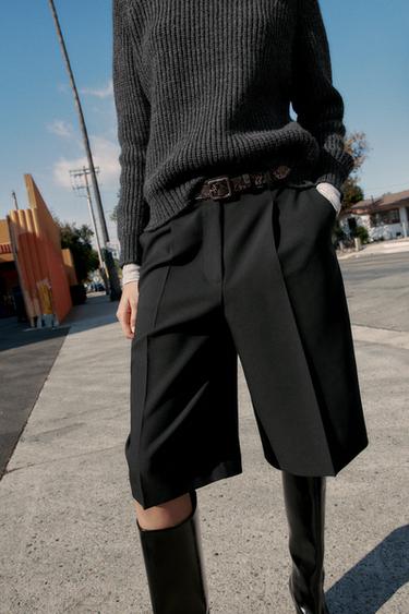 LONG BERMUDA SHORTS WITH BELT - Black by Zara