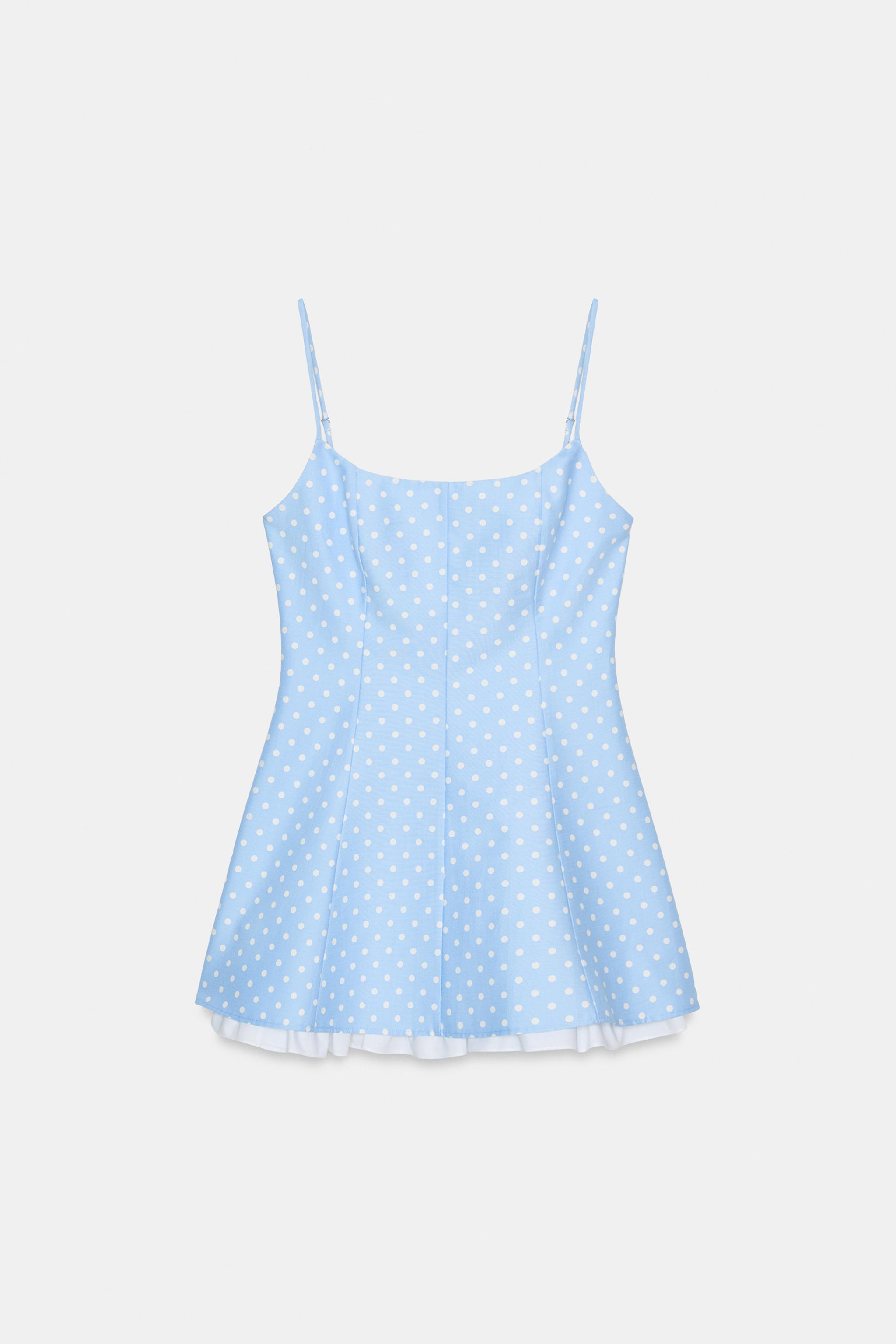 Shirt Dress Polka Dot Dress Zara Blue POLKA DOT MINI DRESS White Sky Blue  ZARA Australia