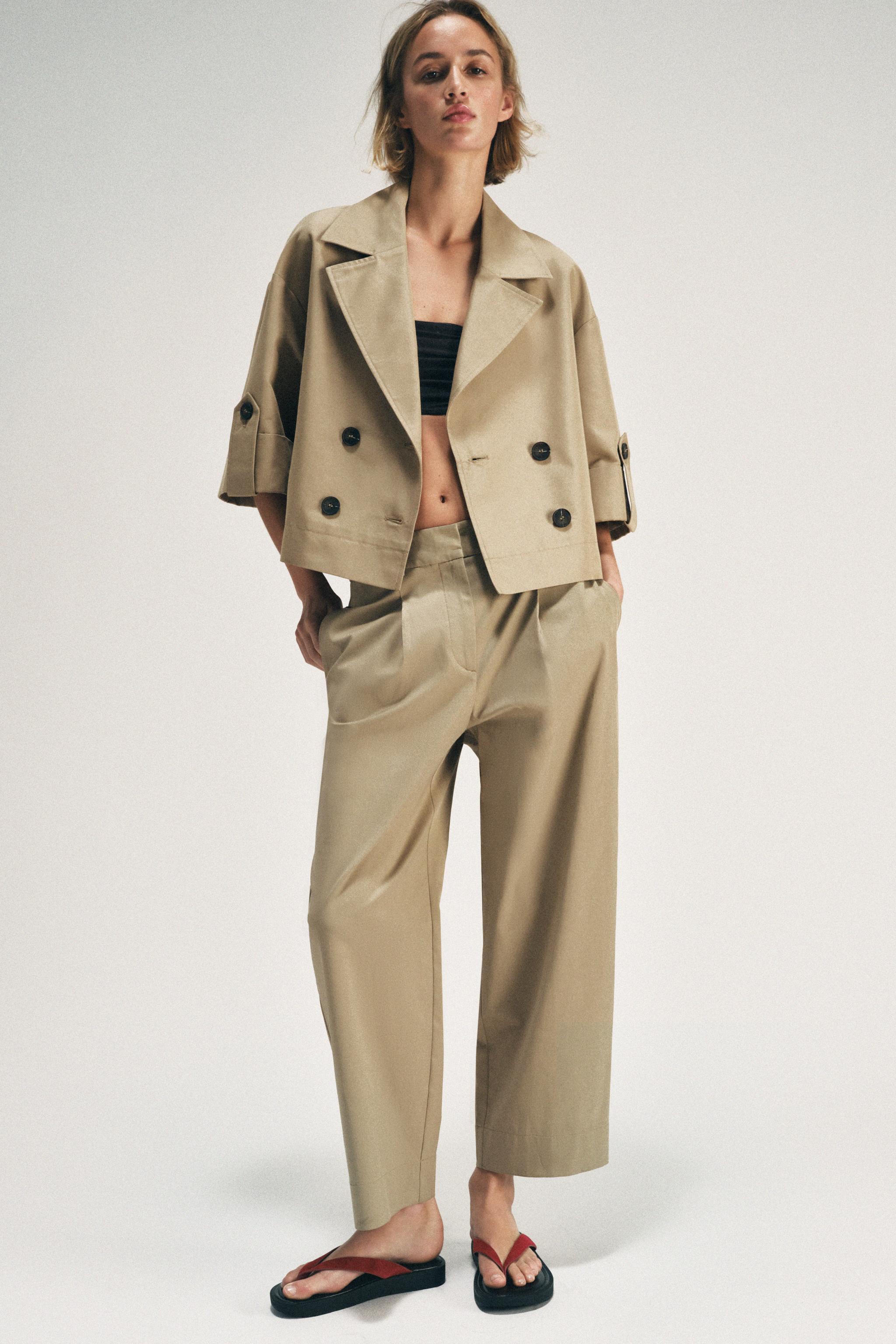 LOW-RISE TROUSERS WITH SIDE BELT LOOPS — camel