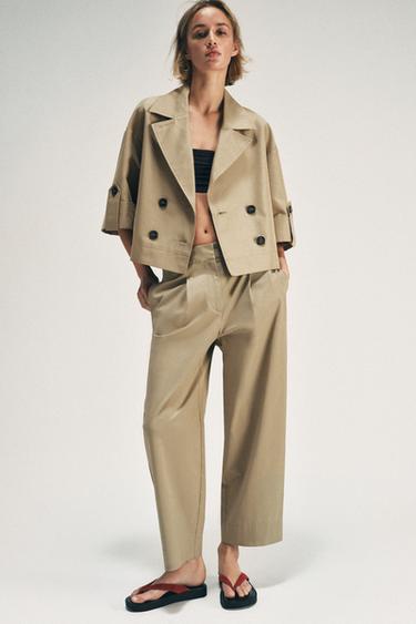 Zara LOW-RISE PANTS WITH SIDE LOOPS - taupe brown - Image 0