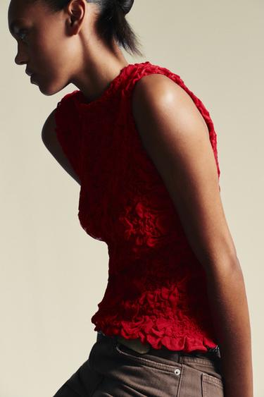 TEXTURED KNIT TOP - Red by Zara - Image 3