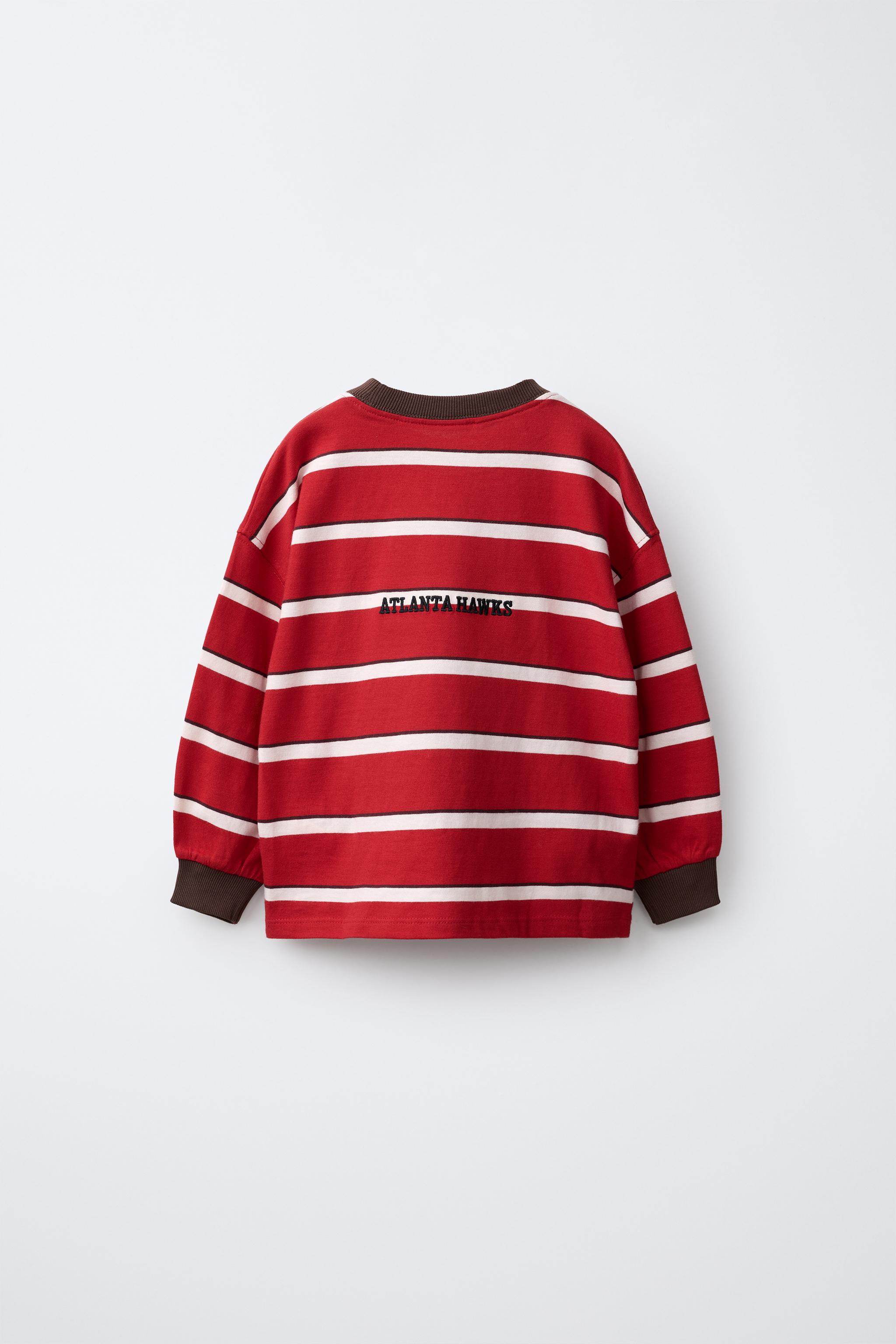 【美品】alexander wang ストライプ ラガーシャツ レッド NBAアトランタ・ホークス ストライプ柄Tシャツ - ストロングレッド
