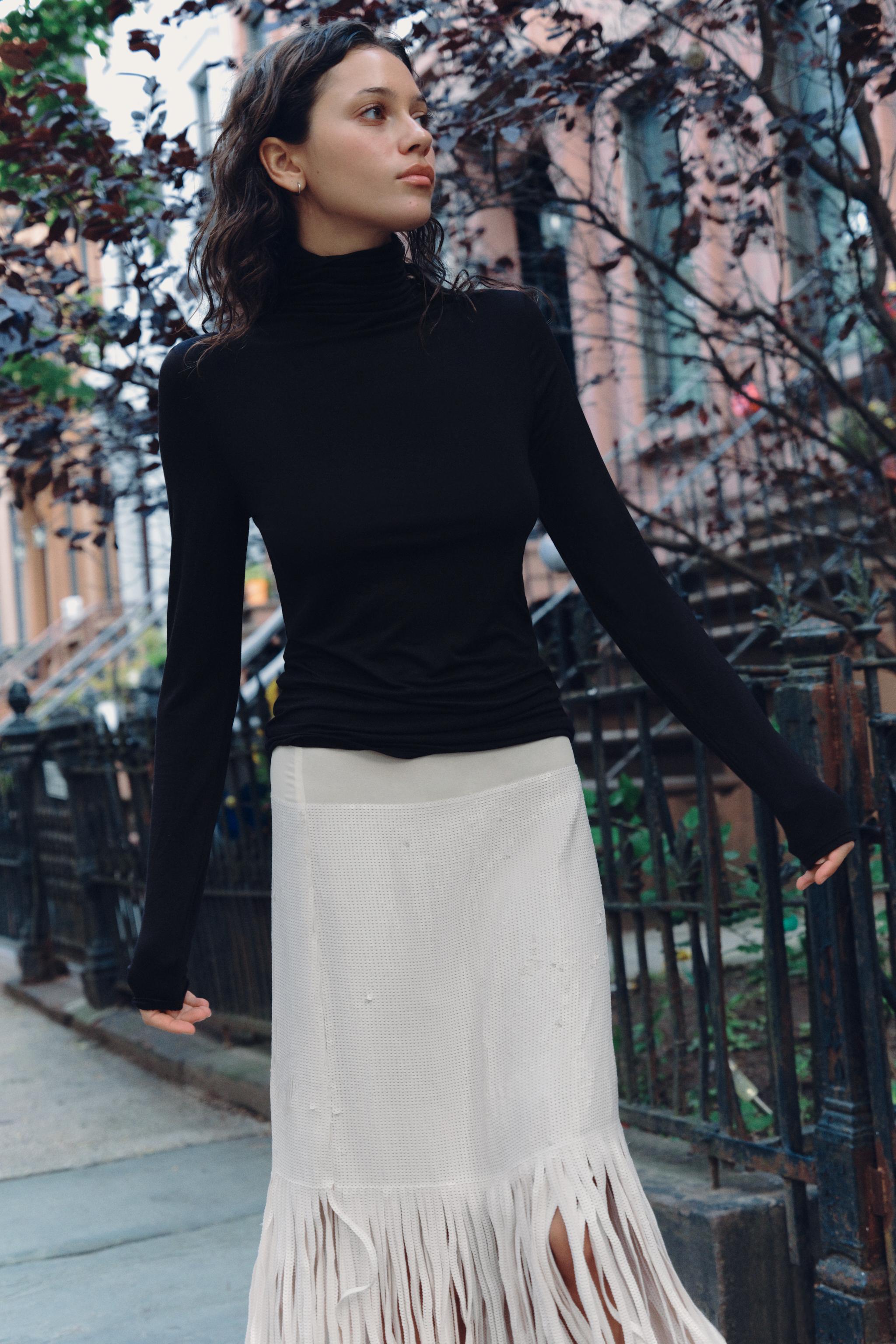 Solid Viscose Blend T-Shirt by Zara