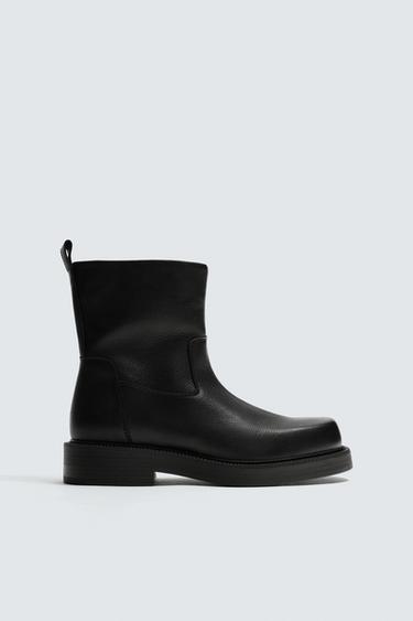 LIMITED EDITION CHUNKY LEATHER BOOTS - Black by Zara