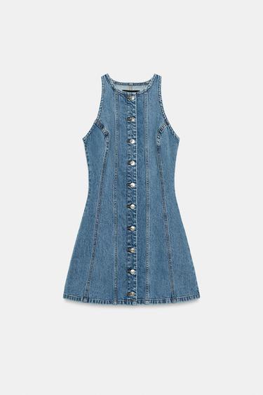 ROBE MINI EN DENIM Z1975 AVEC COUTURES - Bleu moyen de Zara - Image 5