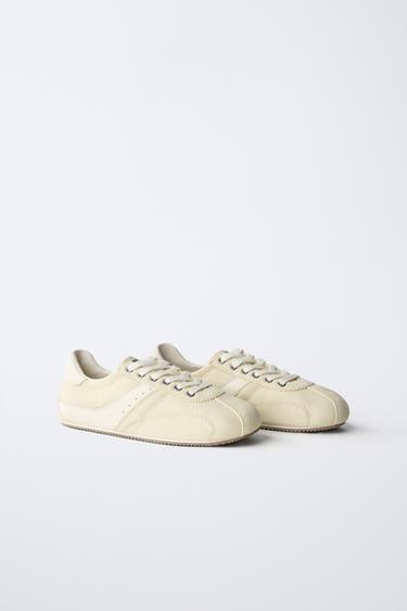 BASKETS AVEC CUIR - Jaune de Zara - Image 1