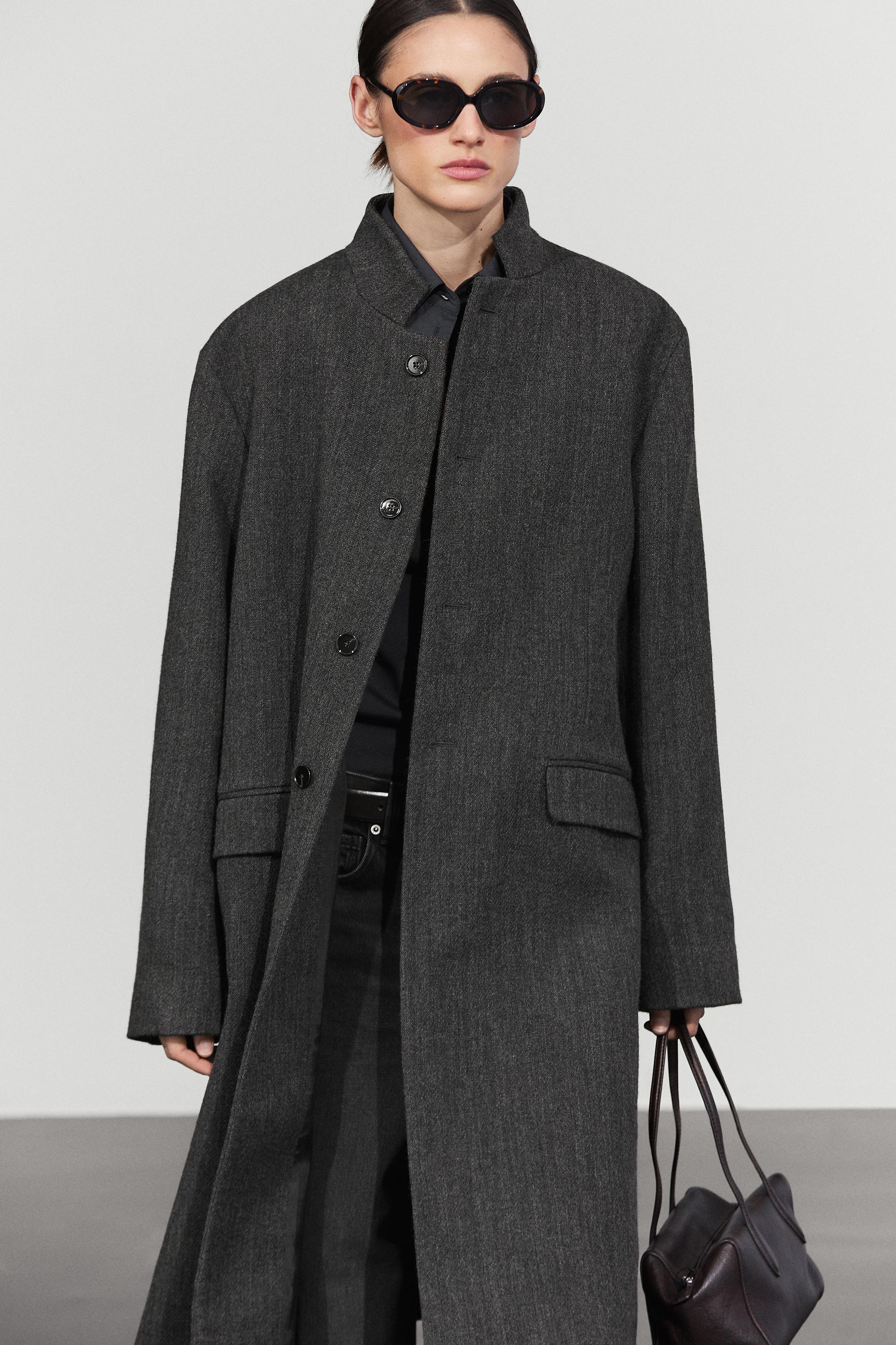 Manteau col montant en laine