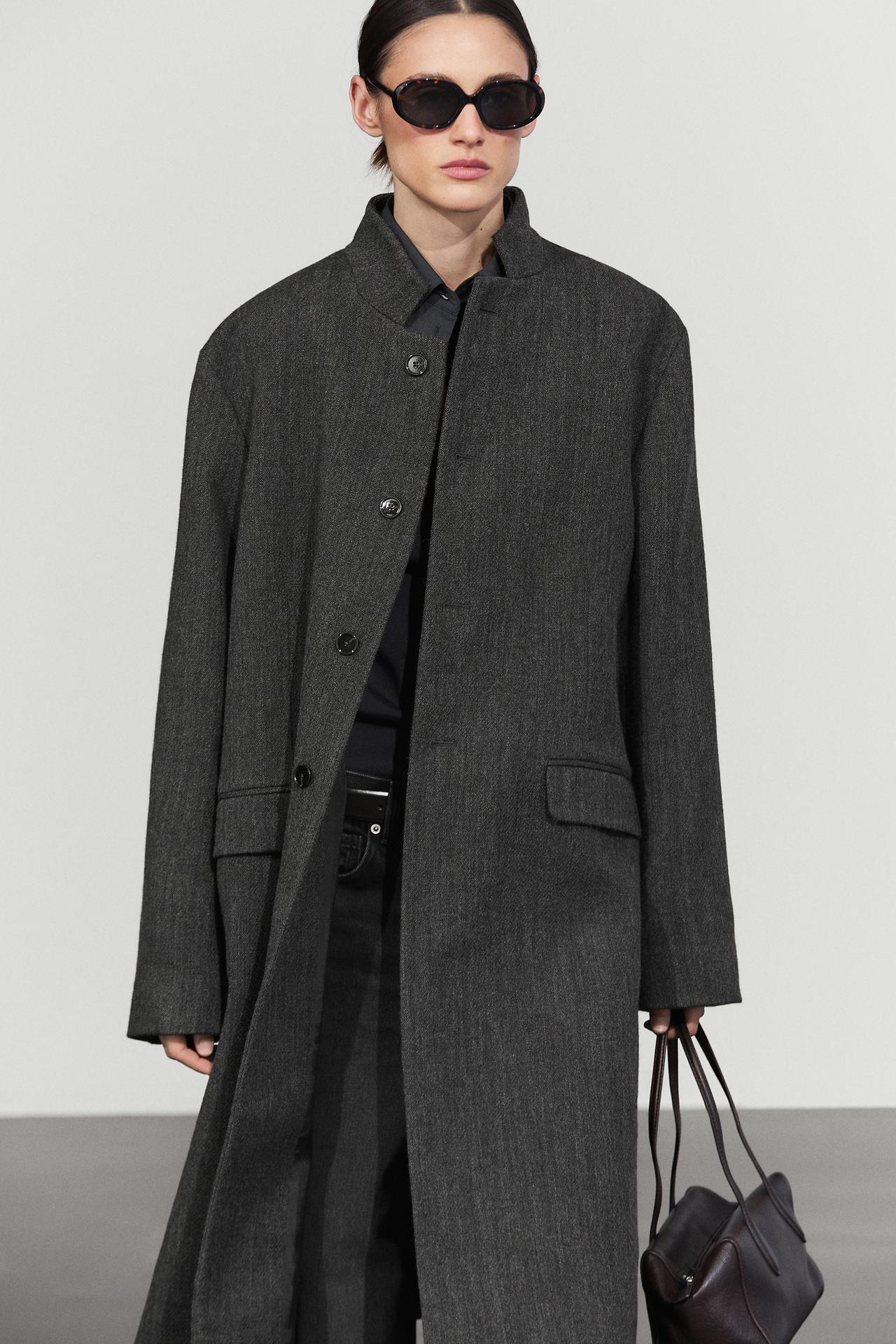High collar wool coat — 892