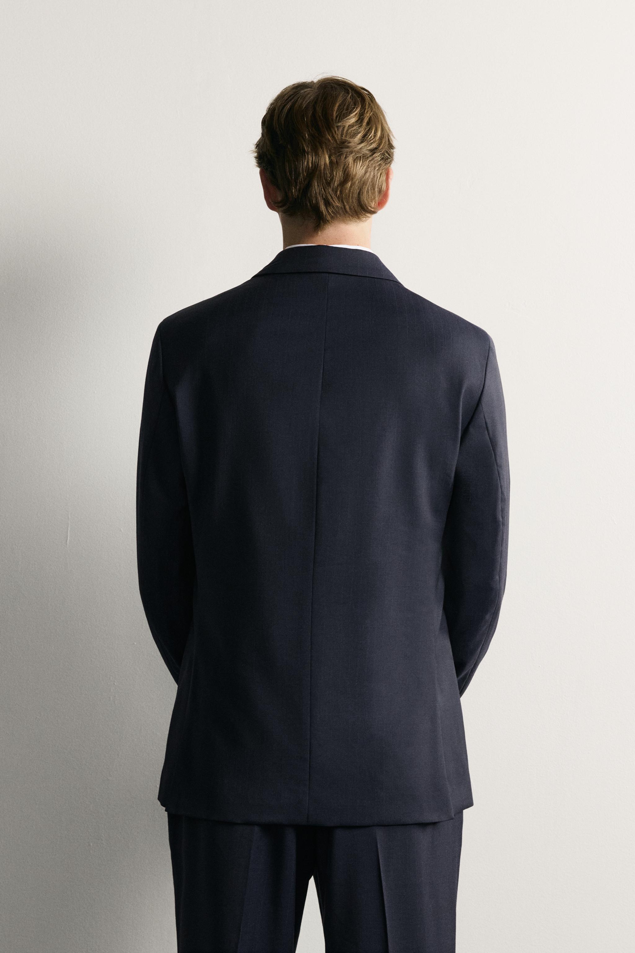 Zara %100 YÜN İNCE ÇİZGİLİ REGULAR FIT TAKIM BLAZER görsel 3