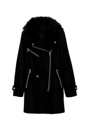 CONTRASTING BIKER COAT