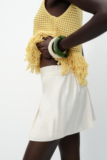 MINI BOX PLEAT SKORT - Light beige by Zara - Image 3