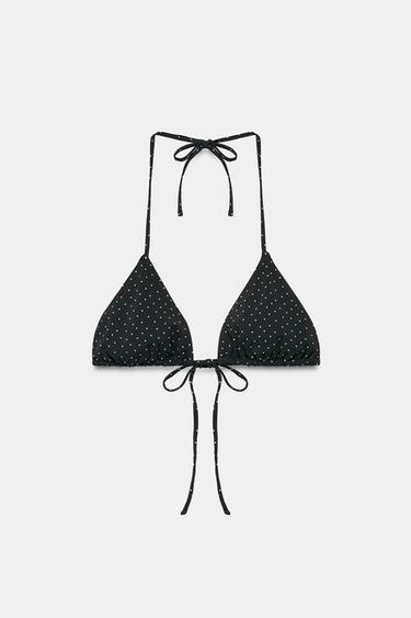 POLKA DOT TRIANGLE BIKINI TOP - Black by Zara - Image 9