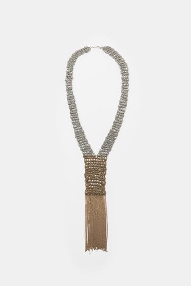 CONTRAST FRINGED NECKLACE - Gold / Silver by Zara