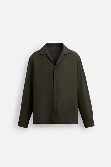 CAMISA RELAXED FIT LYOCELL - Marrón de Zara