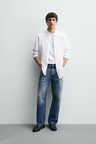 100% LINEN REGULAR FIT SHIRT - White by Zara