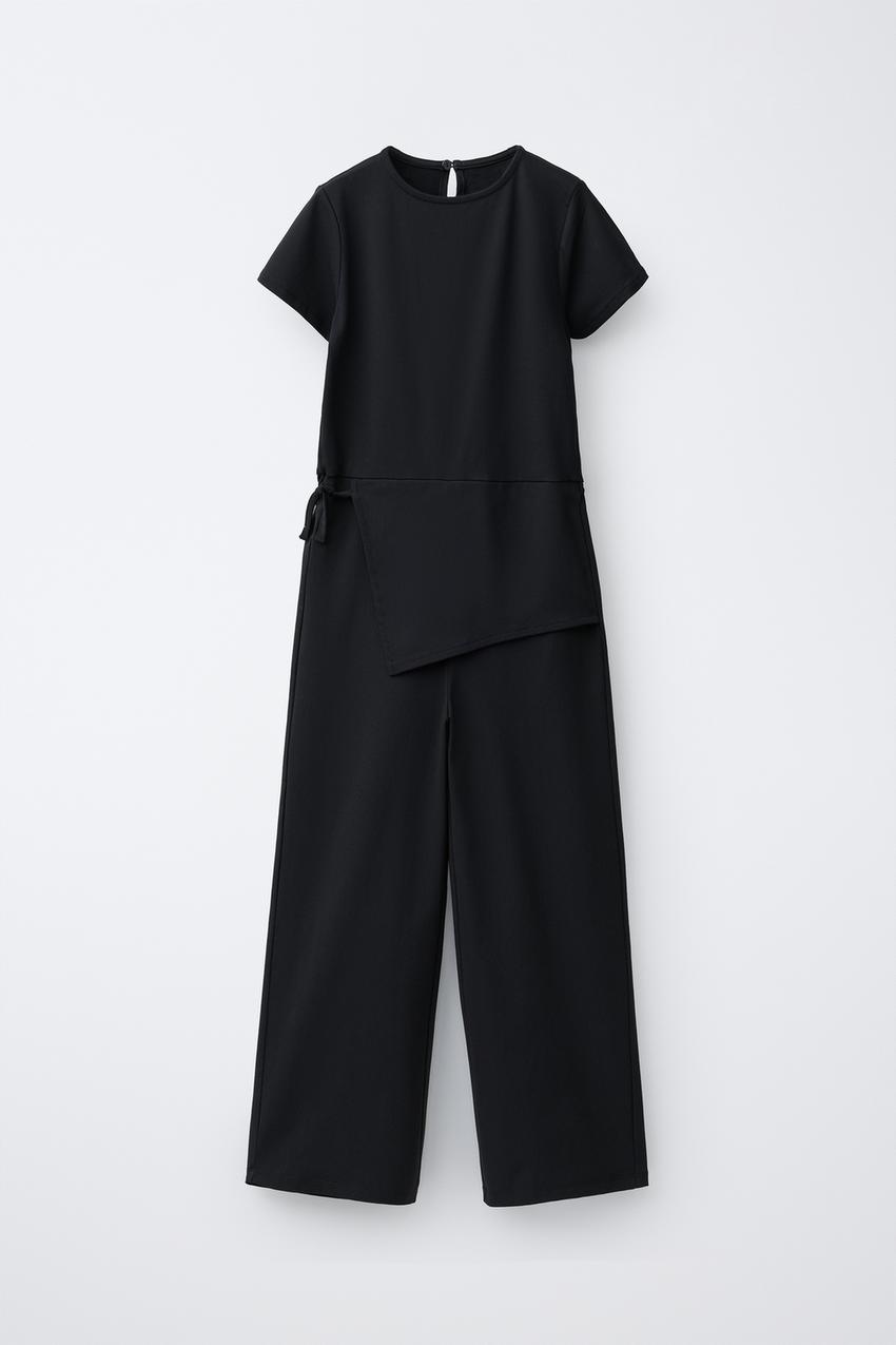 スカーフ付きロングジャンプスーツ - ブラック | ZARA Japan / 日本