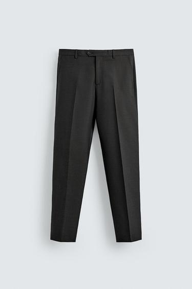 100% WOOL REGULAR FIT SUIT TROUSERS - Anthracite Grey by Zara