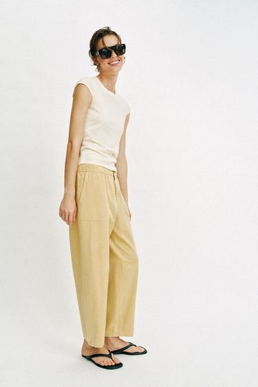 ELASTIC WAIST TROUSERS - Mid-yellow by Zara - Image 3