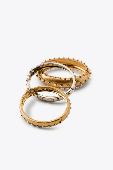 PACK OF 3 METAL STUD BRACELETS - Gold / Silver by Zara - Image 3