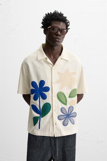CONTRAST PATCH SHIRT - Oyster-white by Zara