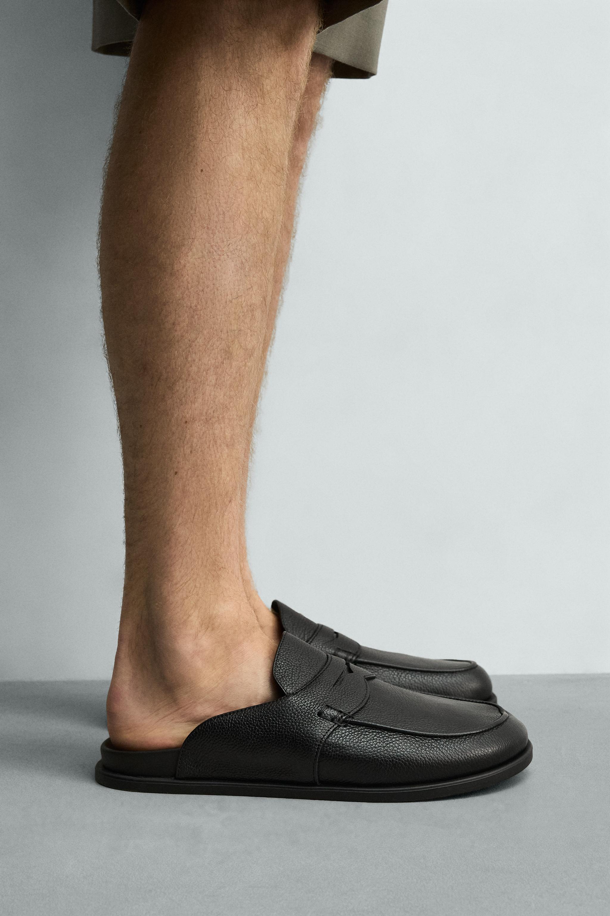 Мужские сабо Zara LEATHER LOAFER CLOGS