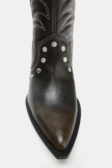 BOTTES COW-BOY À CLOUS - Marron de Zara - Image 5