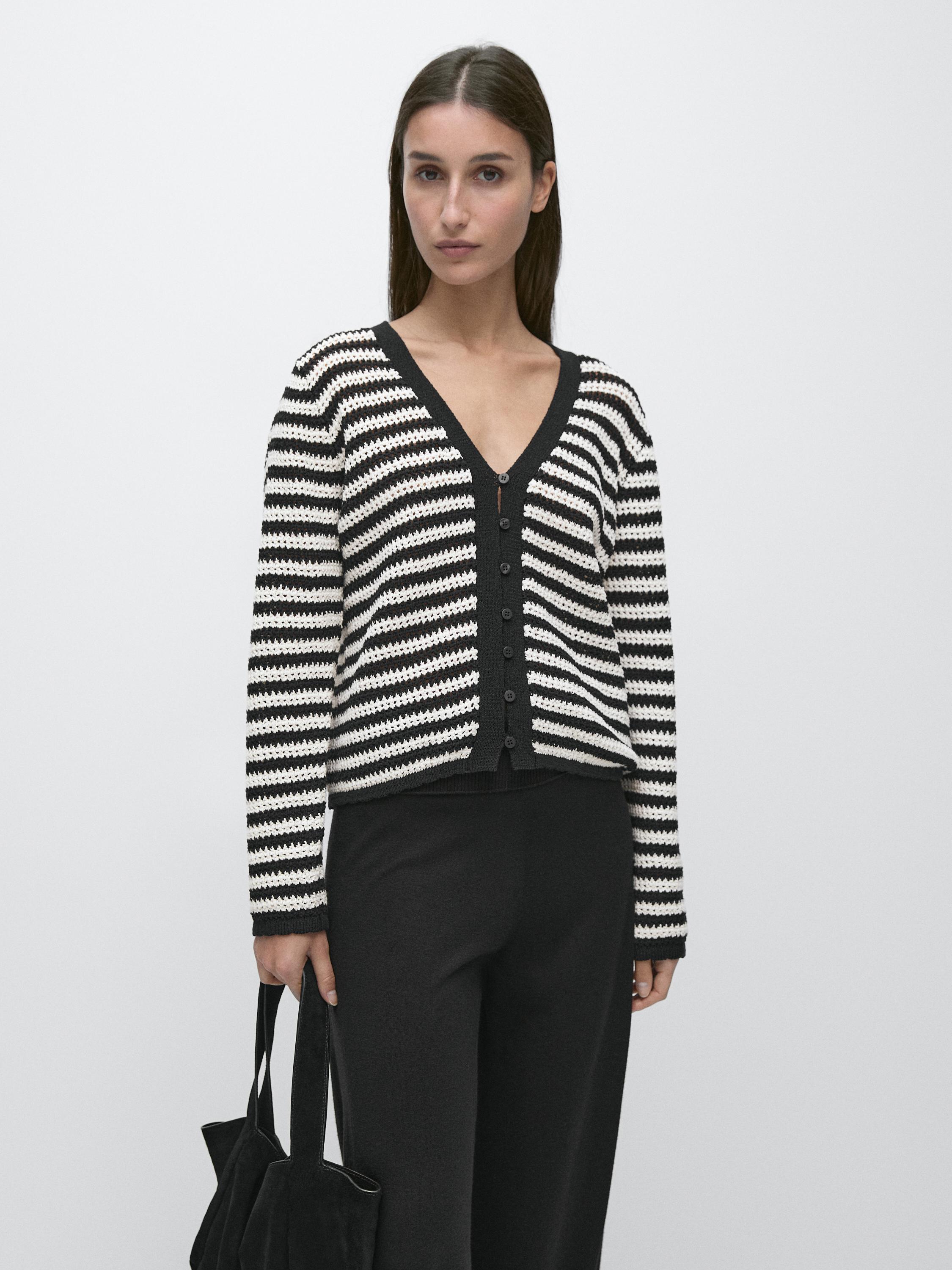 Cardigan en maille à rayures