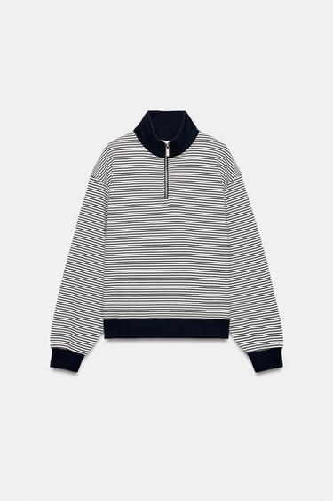 SUDADERA RAYAS CREMALLERA - Marino oscuro de Zara - Imagen 0