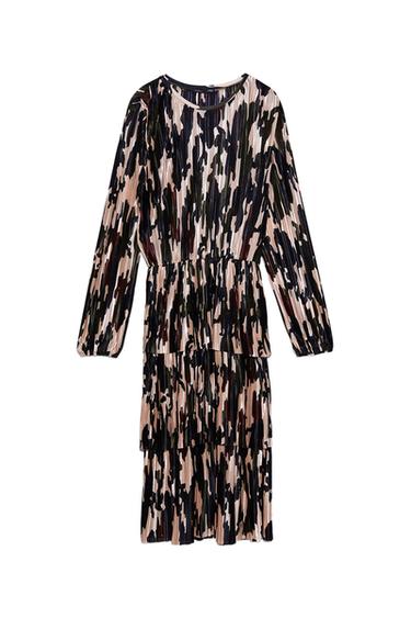 PLEATED PRINTED DRESS