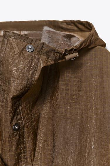 ZW COLLECTION OVERSIZE HOODED CAPE PARKA - Brown by Zara - Image 6