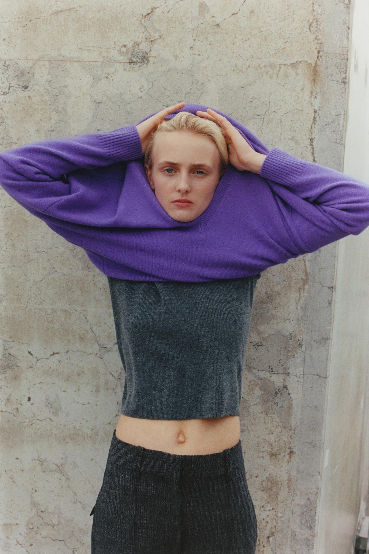 100% WOOL OVERSIZED JUMPER — Violet