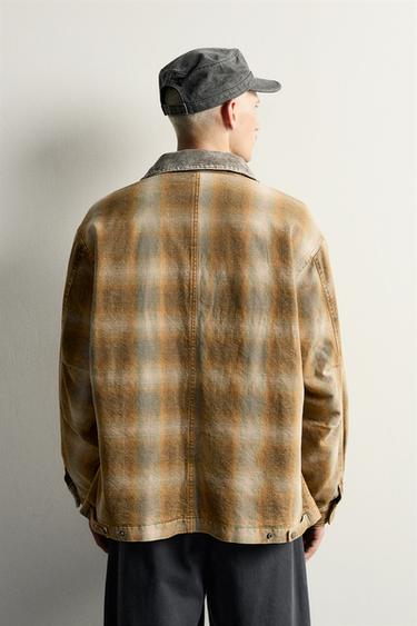 WASHED QUILTED CHECK JACKET — Yellow 2
