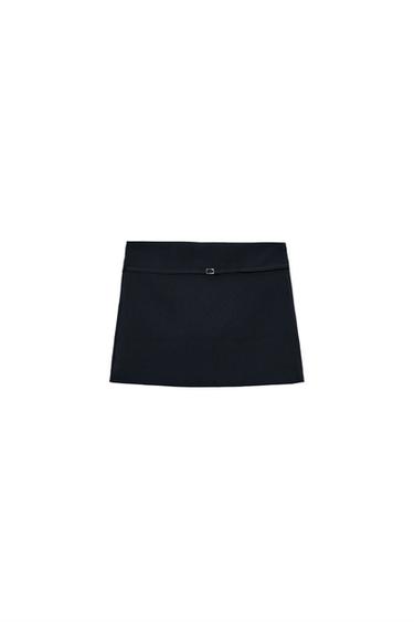 FALDA PANTALÓN CINTURÓN - Azul de Zara