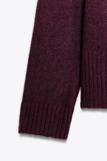 V-NECK KNIT SWEATER - Burgundy by Zara - Image 4