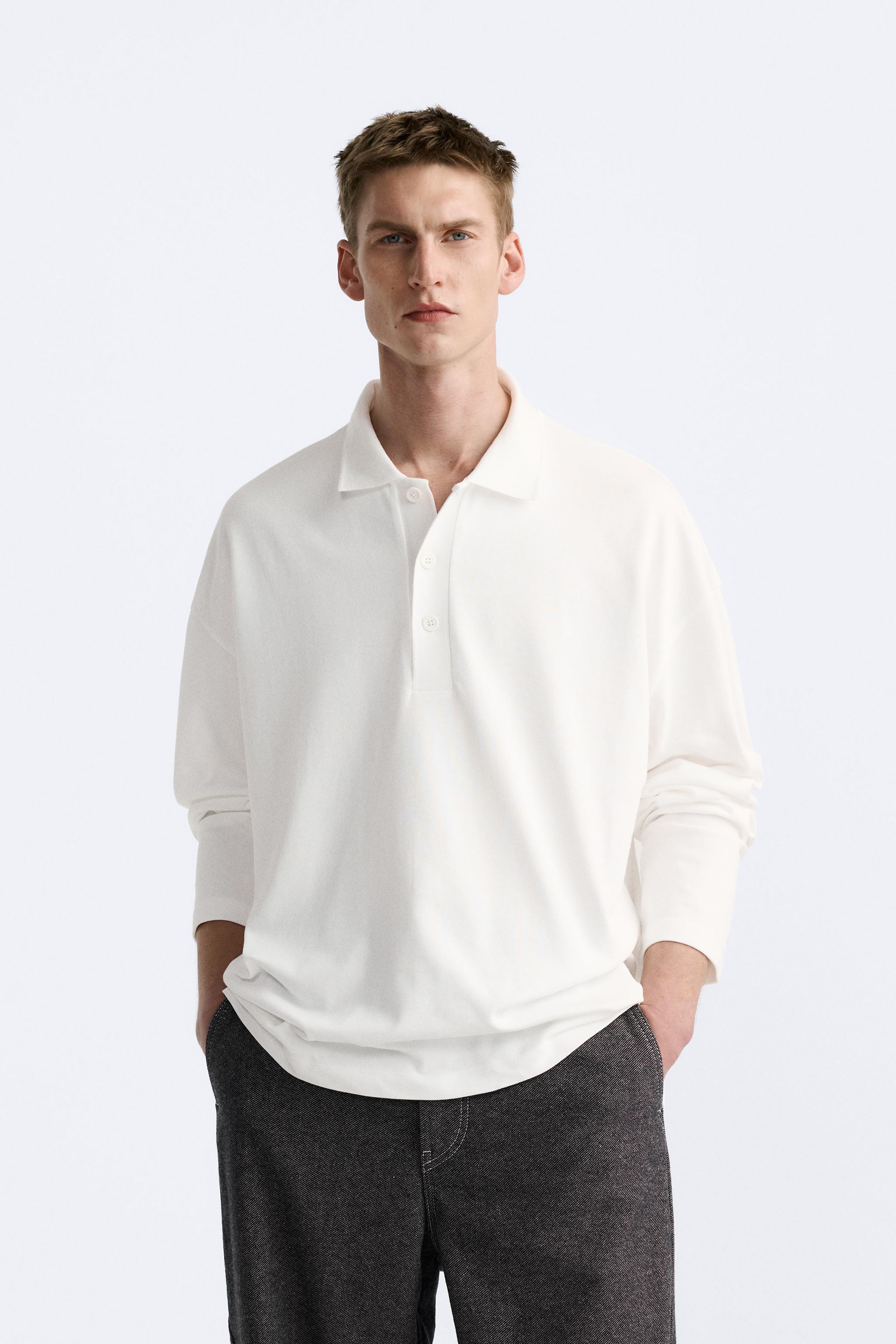 ロングスリーブ HEAVY WEIGHT ポロシャツ - ホワイト | ZARA Japan / 日本