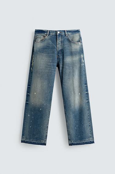 JEANS RELAXED FIT COM SALPICOS - Azul-claro da Zara