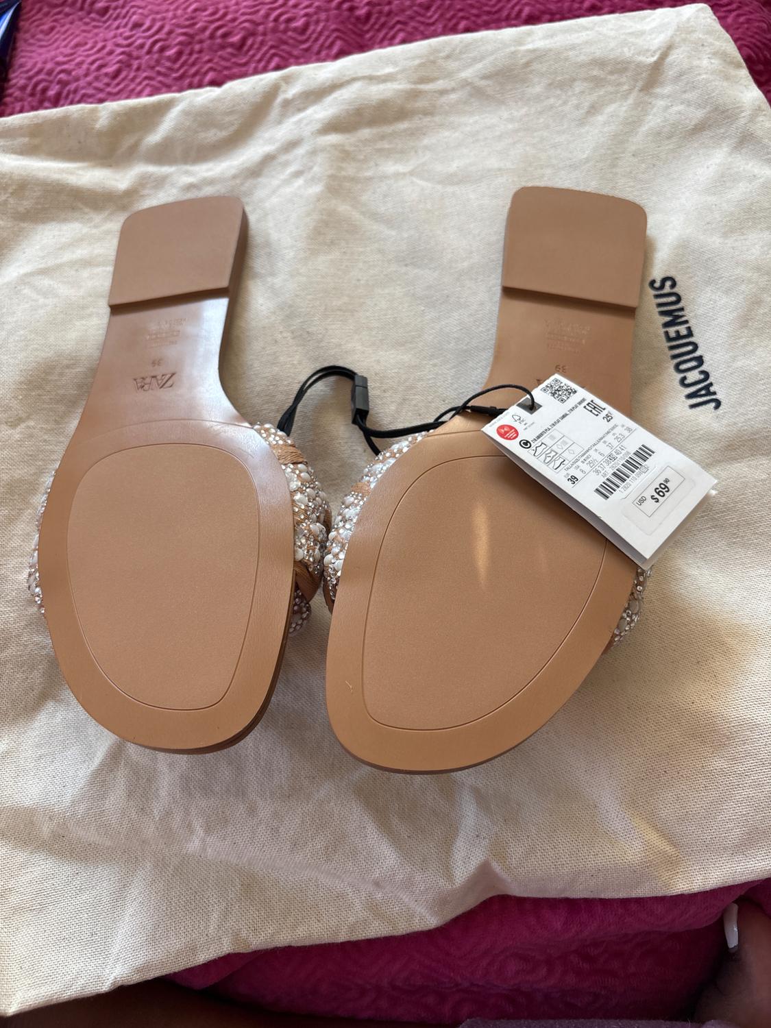 WOVEN FLAT RHINESTONE SANDALS - Image 2