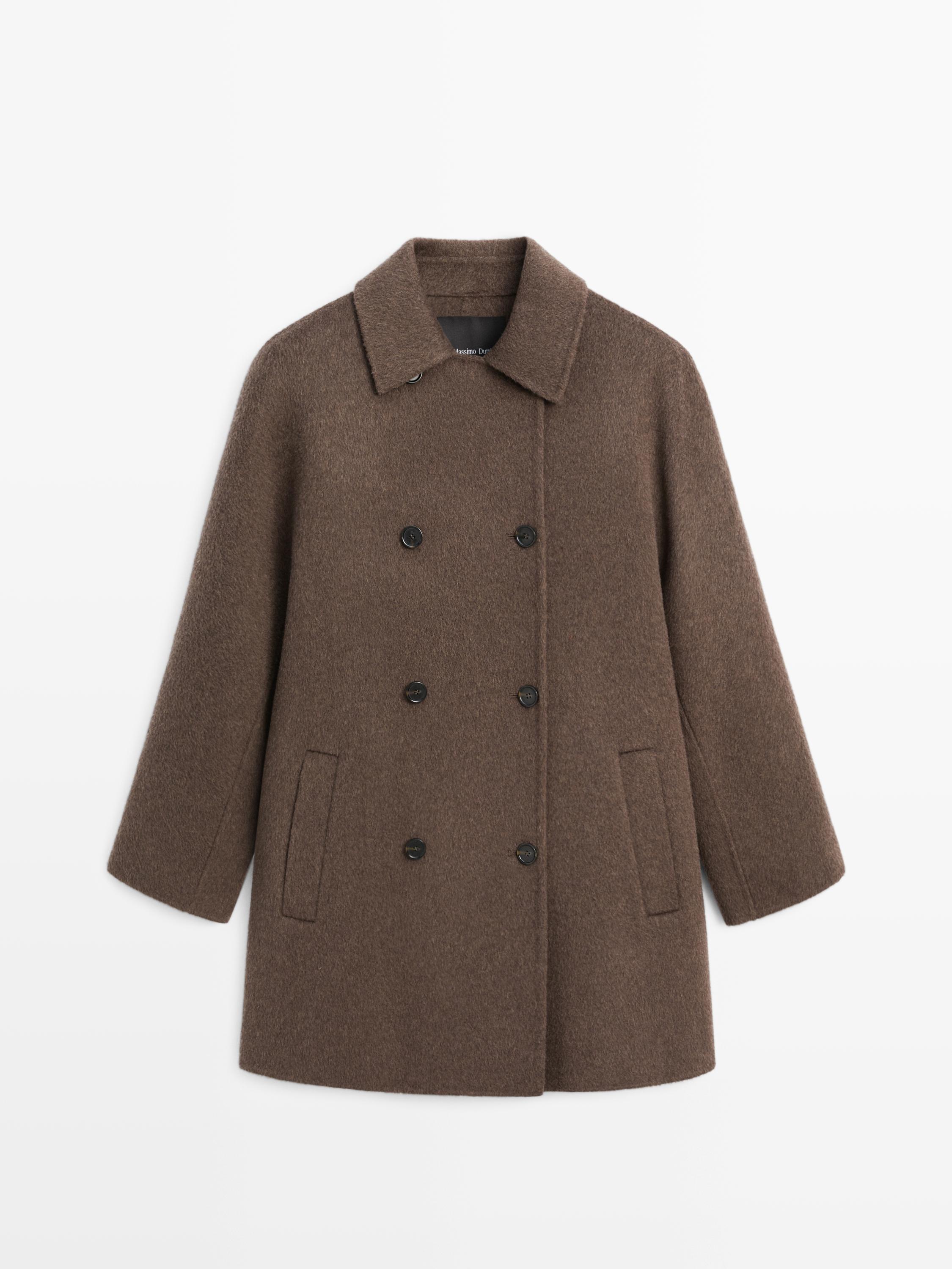 Manteau court croisé en laine mélangée