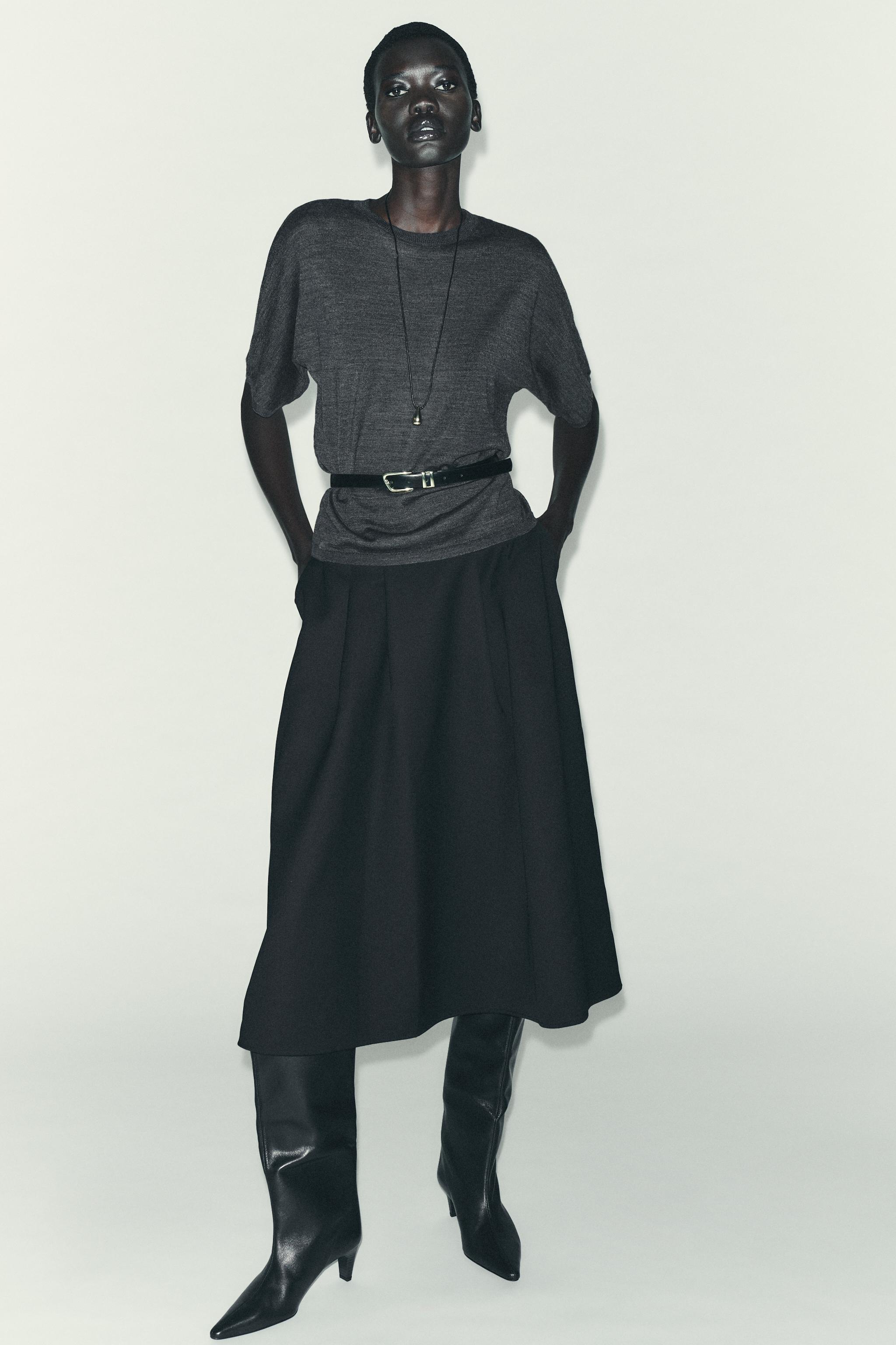 ミディ丈レイヤードスカート - ブラック | ZARA Japan / 日本