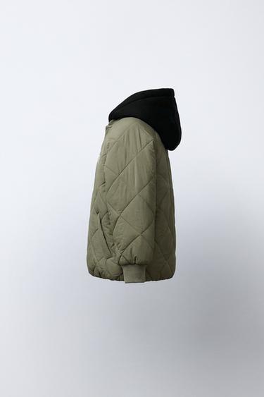 BLOUSON REMBOURRÉ À CAPUCHE BIMATIÈRE - Kaki de Zara - Image 2