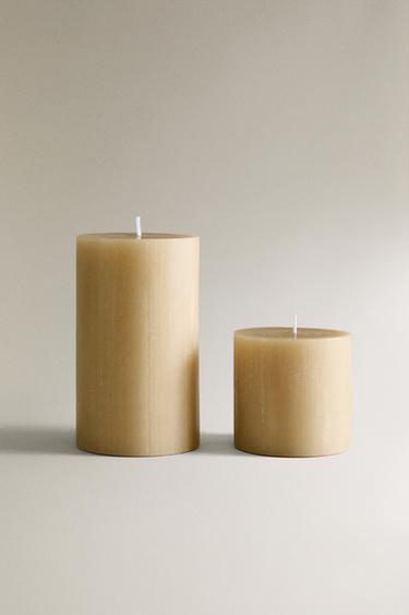 DECORATIVE CYLINDRICAL CANDLE - Cream by Zara