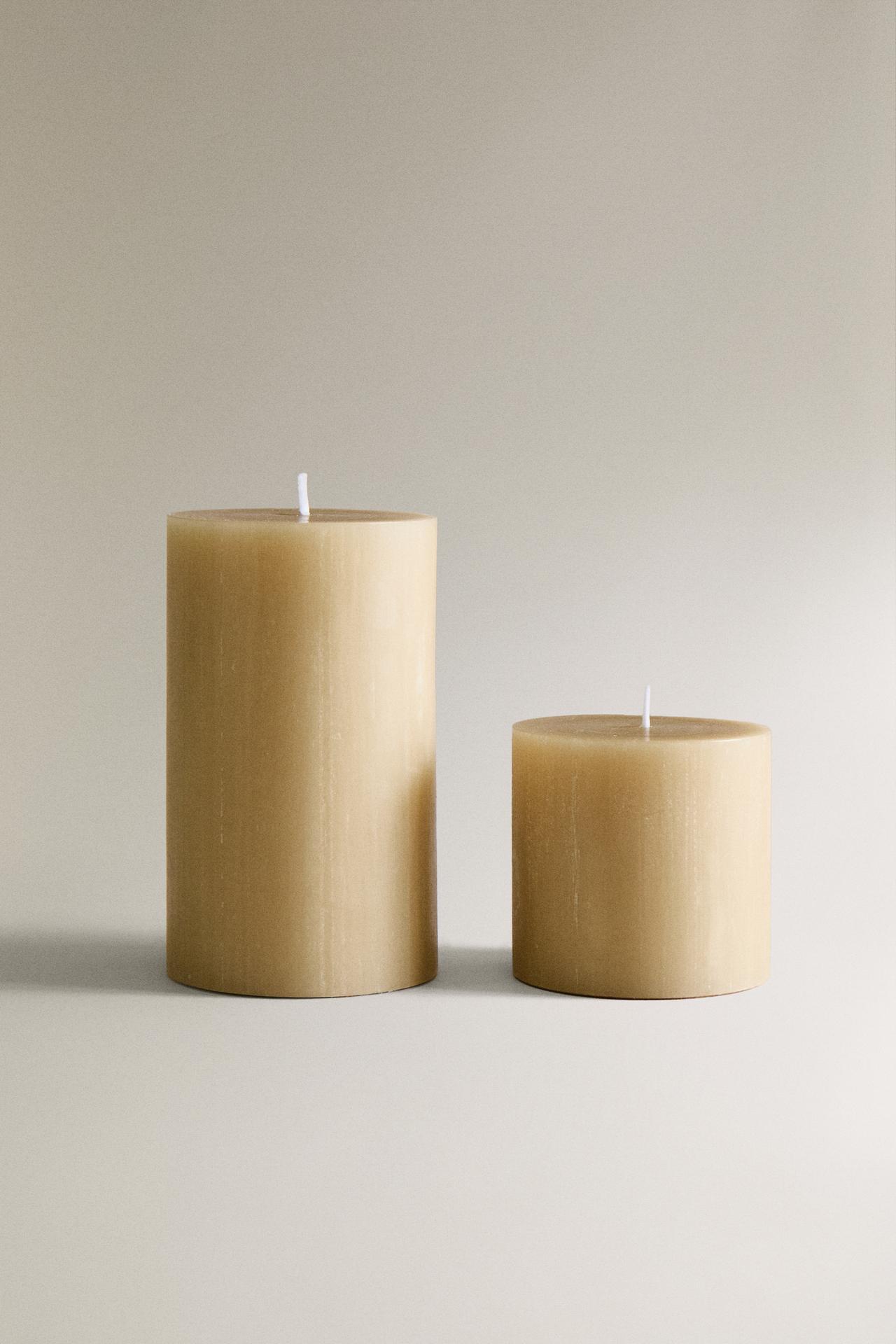 DECORATIVE CYLINDRICAL CANDLE — Cream