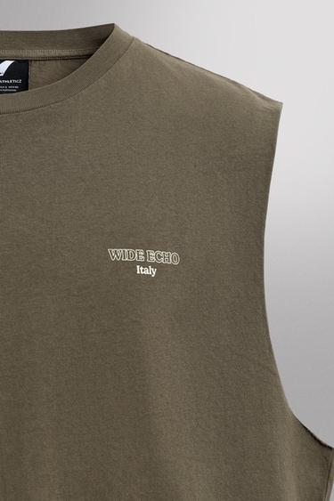 CONTRAST PRINT TANK TOP - washed green by Zara - Image 8