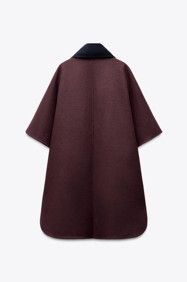 CAPE AVEC LAINE ÉCHARPE - Bordeaux de Zara - Image 5