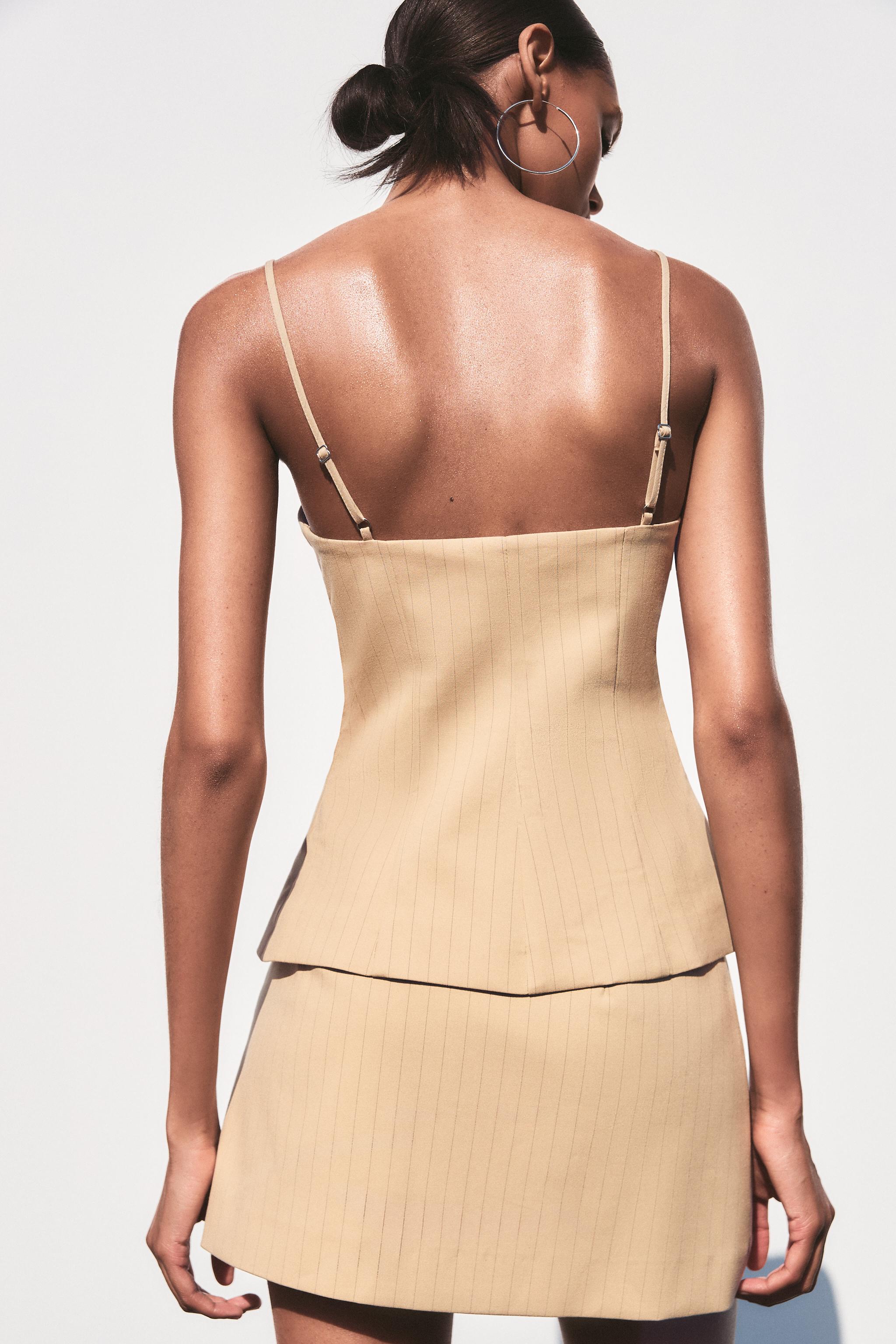 PLEATED STRIPE TOP - Sand / Black | ZARA United States