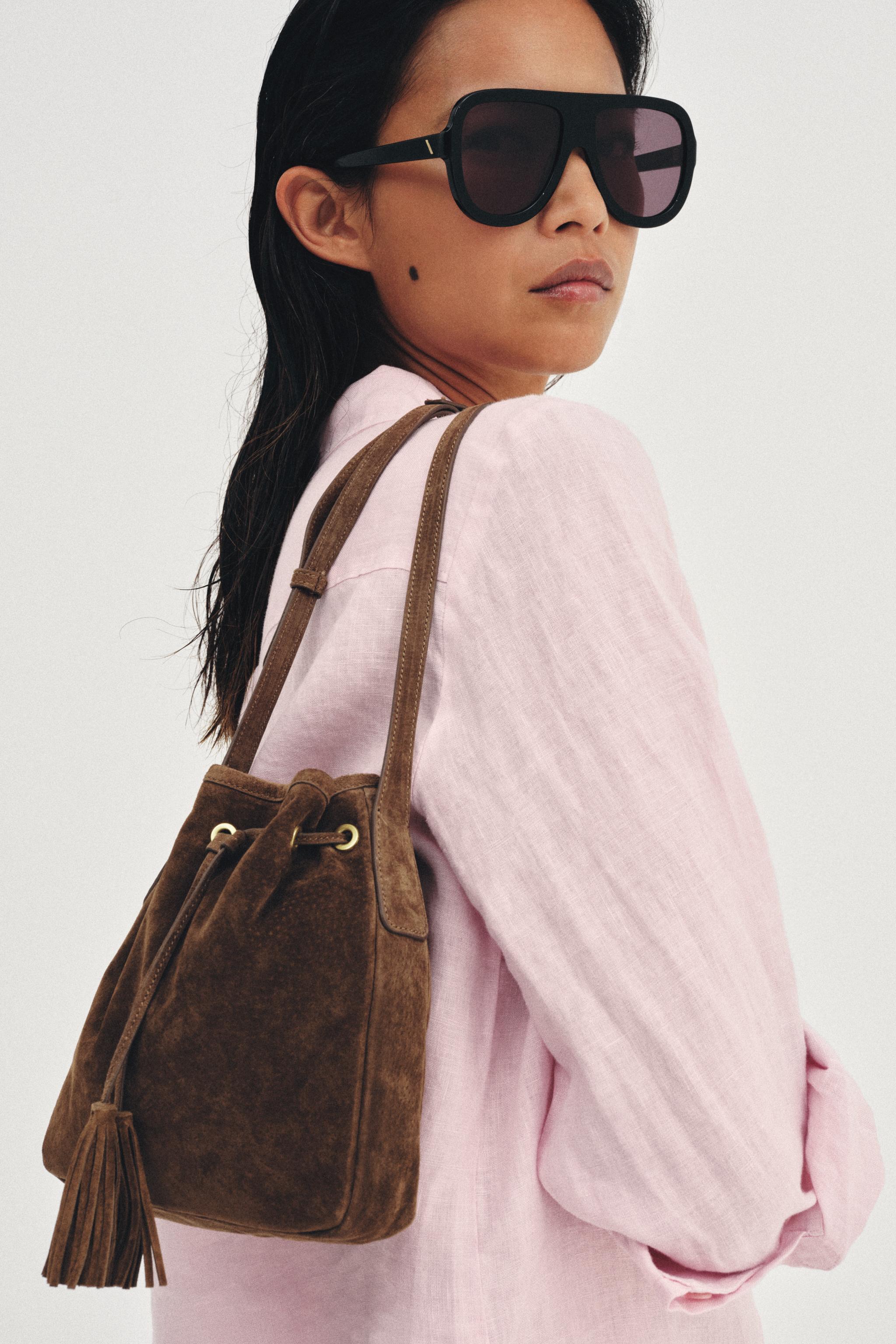 MINI GATHERED LEATHER CROSSBODY BAG