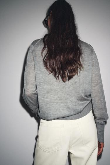 PULL 100 % CACHEMIRE EXTRA-FIN - Gris de Zara