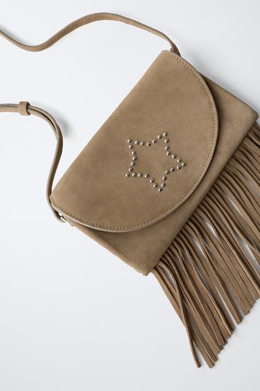SAC EN CUIR À FRANGES - Marron de Zara - Image 2